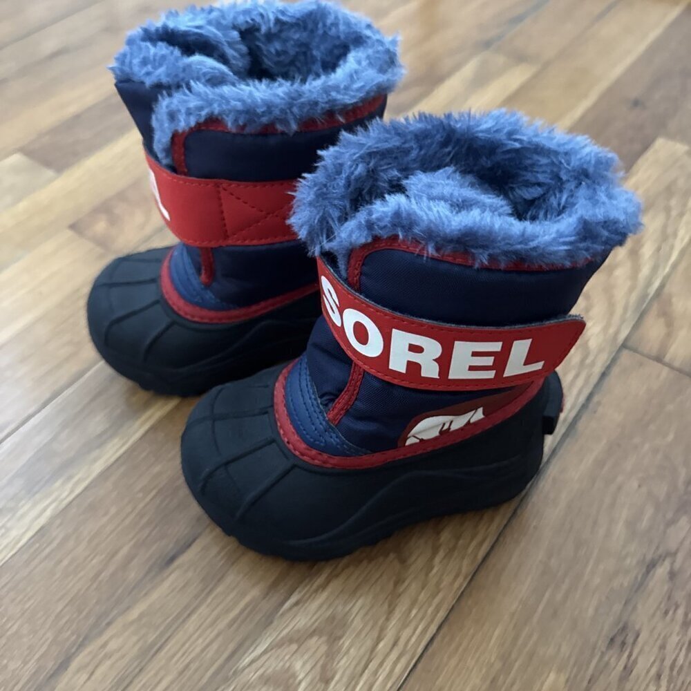 Sorel Toddler Insulated Snow Boots Black/ Blue Boys Size 6 - Picture 2 of 6